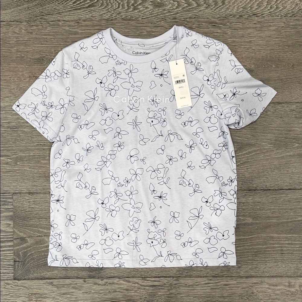 Calvin Klein Blue Floral Short Sleeve Tee